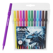 Фломастеры 12 цв. ErichKrause Techno Dino, европодвес