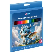 Карандаши 24 цв. "Дракоша", шестигран., заточен., карт.уп., европодвес