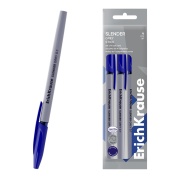 Набор ручек шариковых 4 шт. ErichKrause Slender Stick Grey 0.7, Super Glide Technology, синий, пакет