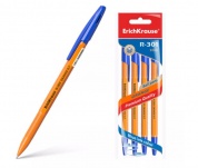 Набор ручек шариковых 4 шт ErichKrause R-301 Orange Stick 0.7, синий, пакет