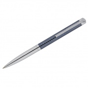 Ручка шариковая Delucci "Volare", синяя, 1.0 мм, корпус серебро-сере-голубой, подар. уп.