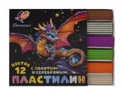Пластилин «Фантазия» 12 цв. (классический + золотой + серебряный), 230 г, со стеком 35С 2310-08