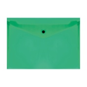 Папка-конверт на кнопке СТАММ А4, 150мкм, прозрачная, зеленая