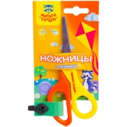 Ножницы детские "Приключения Енота", 13,5см, с линейкой, европодвес