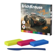 Пластилин классический ErichKrause Road Beast 12 цв/180г со стеком