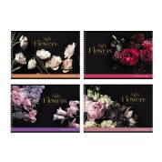 Альбом для рис. А4 40л на гребне BG "Night flowers", тиснение фольгой