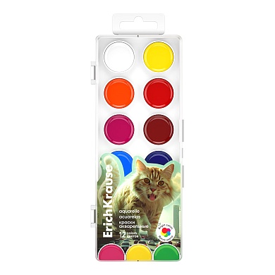 Краски акварельные ErichKrause Big City Cats 12 цв., европодвес