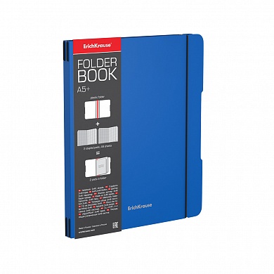 Тетрадь 48л х2 А5+ ErichKrause FolderBook Classic, синий, кл., пласт.съемная обложка