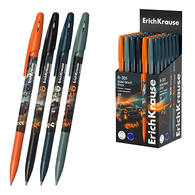 Ручка шариковая ErichKrause R-301 Stick Road Beast 0.7,,  синий