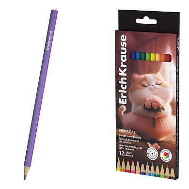 Карандаши 12 цв. ErichKrause Prima Cat, шестигранные, пластиковые