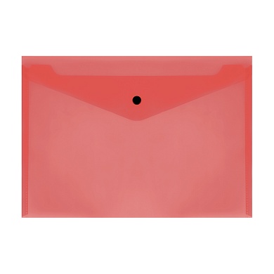 Папка-конверт на кнопке СТАММ А4, 150мкм, прозрачная, красная