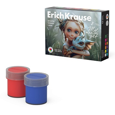 Гуашь ErichKrause Magic Pet 12цв, 20мл