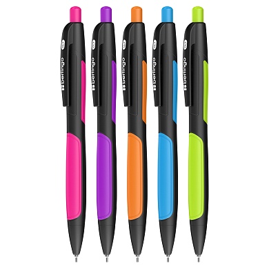 Ручка шариковая автоматич. Berlingo "Color Zone 2", 0,7мм,синяя,корпус ассорти