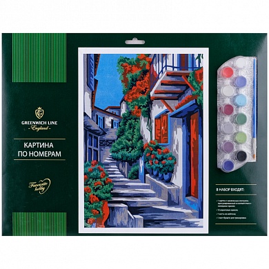 Набор для творчества - Картина по номерам "Уютная улочка" A3, с акриловыми красками, картон, европод