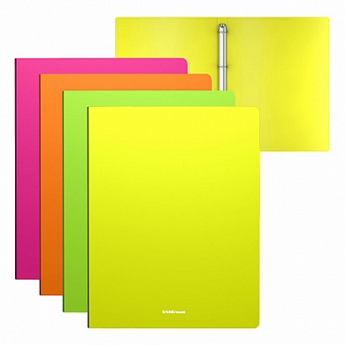 Папка на 4 кольцах ErichKrause Matt Neon, 24мм, A4, ассорти