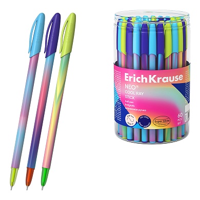 Ручка шариковая ErichKrause Neo Stick Cool Ray 0.7, Super Glide Technology, синий