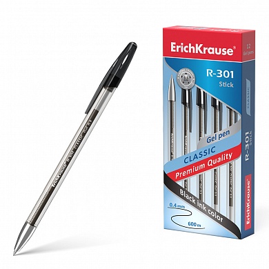 Ручка гелевая ErichKrause R-301 Classic Gel Stick 0.5, черный