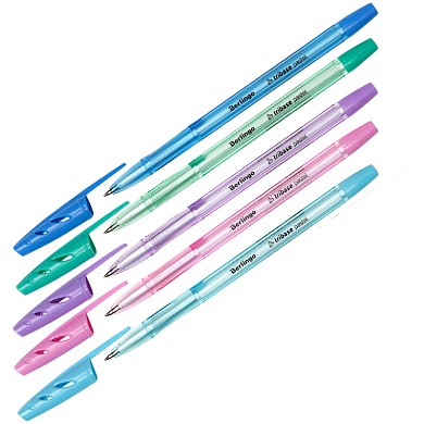 Набор ручек шариковых 4 шт. Berlingo "Tribase Pastel", синие, 0.7мм, пакет