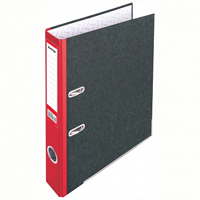 Папка-регистратор 50 мм "Standard" мраморный с карманом, красный
