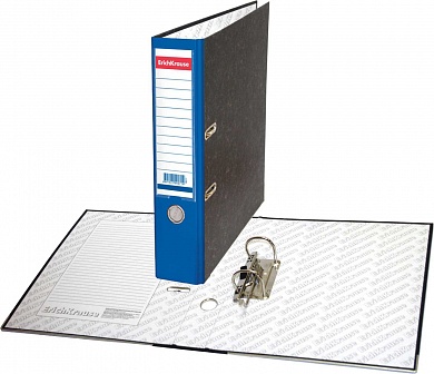 Папка-регистратор 70 мм мраморный с карманом синий