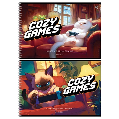 Альбом для рис. А4 24л на гребне BG "Cozy games"