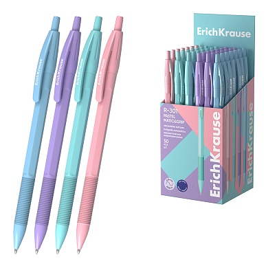 Ручка шариковая автоматич. ErichKrause R-301 Matic&Grip Pastel синий