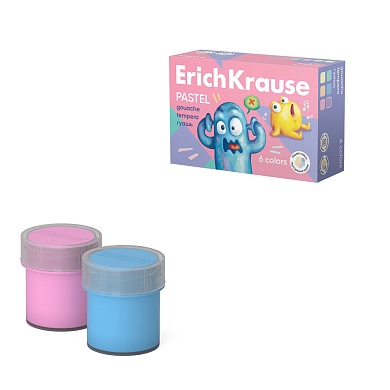 Гуашь ErichKrause Jolly Friends Pastel 6 цветов по 20 мл (в коробке 6 шт)