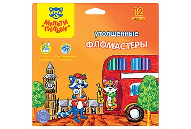 Фломастеры 12цв., "Енот в Венеции, смываемые., блистер, европодвес WP_68083