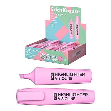 Текстмаркер ErichKrause Visioline V-12 Pastel, розовый