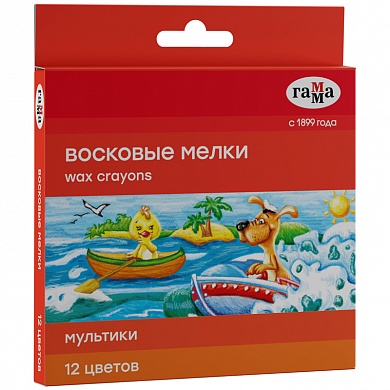 Мелки восковые "Мультики", 12цв., круглые, карт.уп., европодвес