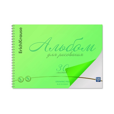 Альбом для рис. А4 30л ErichKrause Neon зеленый с пластиковой обложкой на спирали