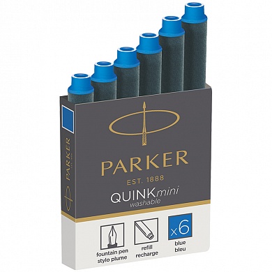Картриджи чернильные Parker Cartridge Quink Mini синие, 6шт.