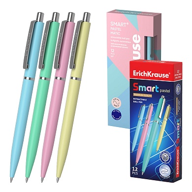 Ручка шариковая автоматич. ErichKrause Smart Pastel, синий