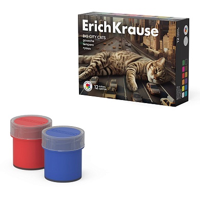 Гуашь ErichKrause Big City Cats 12цв, 20мл