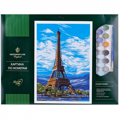 Набор для творчества - Картина по номерам "Париж" A3, с акриловыми красками, картон, европодвес