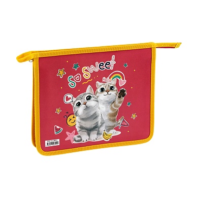 Папка для тетрадей на молнии 1 отд. А5 "Cute Cats", 240*190*40мм