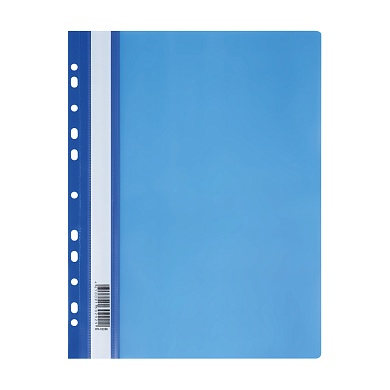 Папка-скоросшиватель с перф. СТАММ А4, 160мкм, синяя с прозр. верхом
