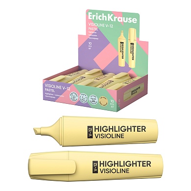 Текстмаркер ErichKrause Visioline V-12 Pastel, желтый