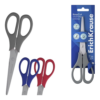 Ножницы ErichKrause EasyCut, 17 см, ассорти